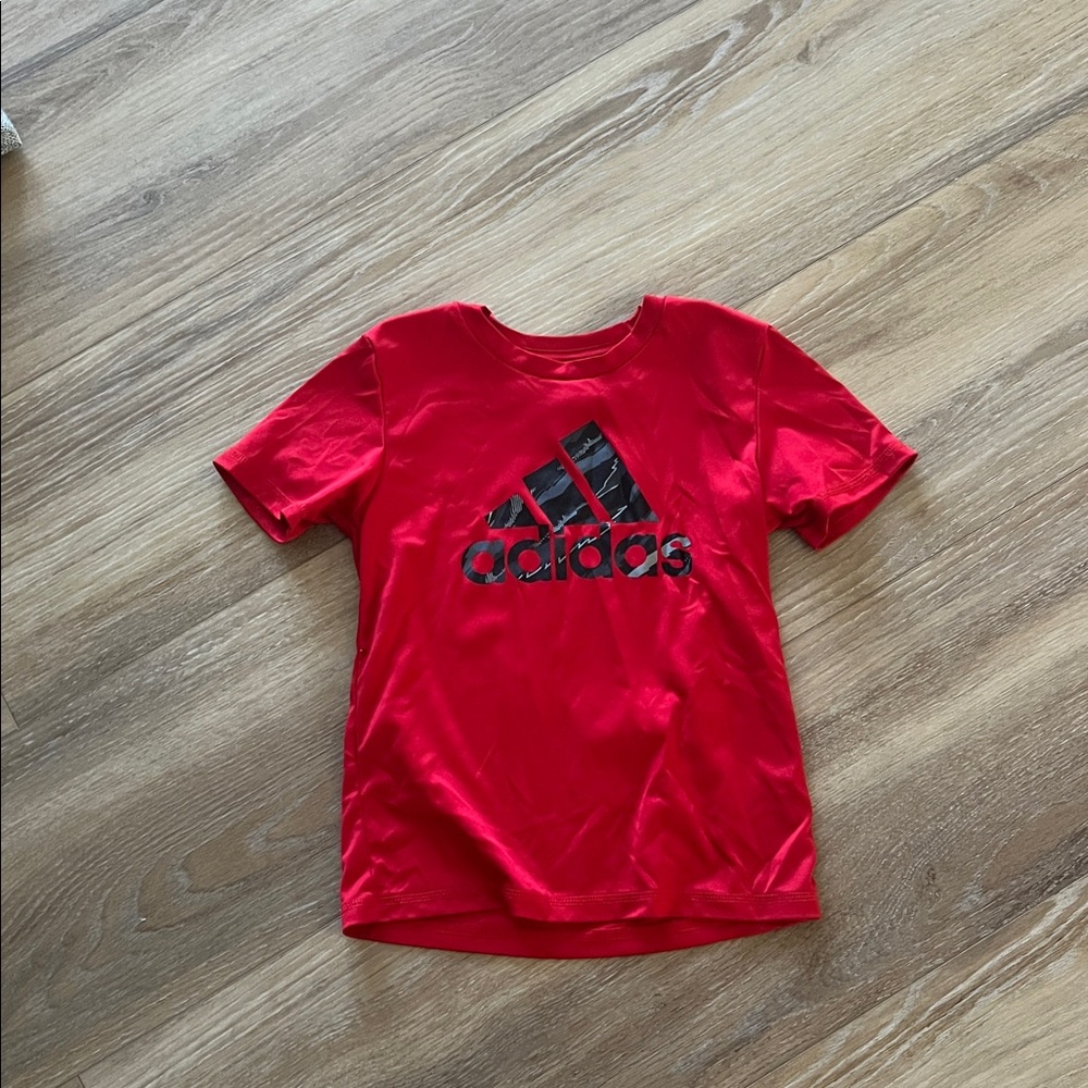 Adidas Red Tee with Black Emblem